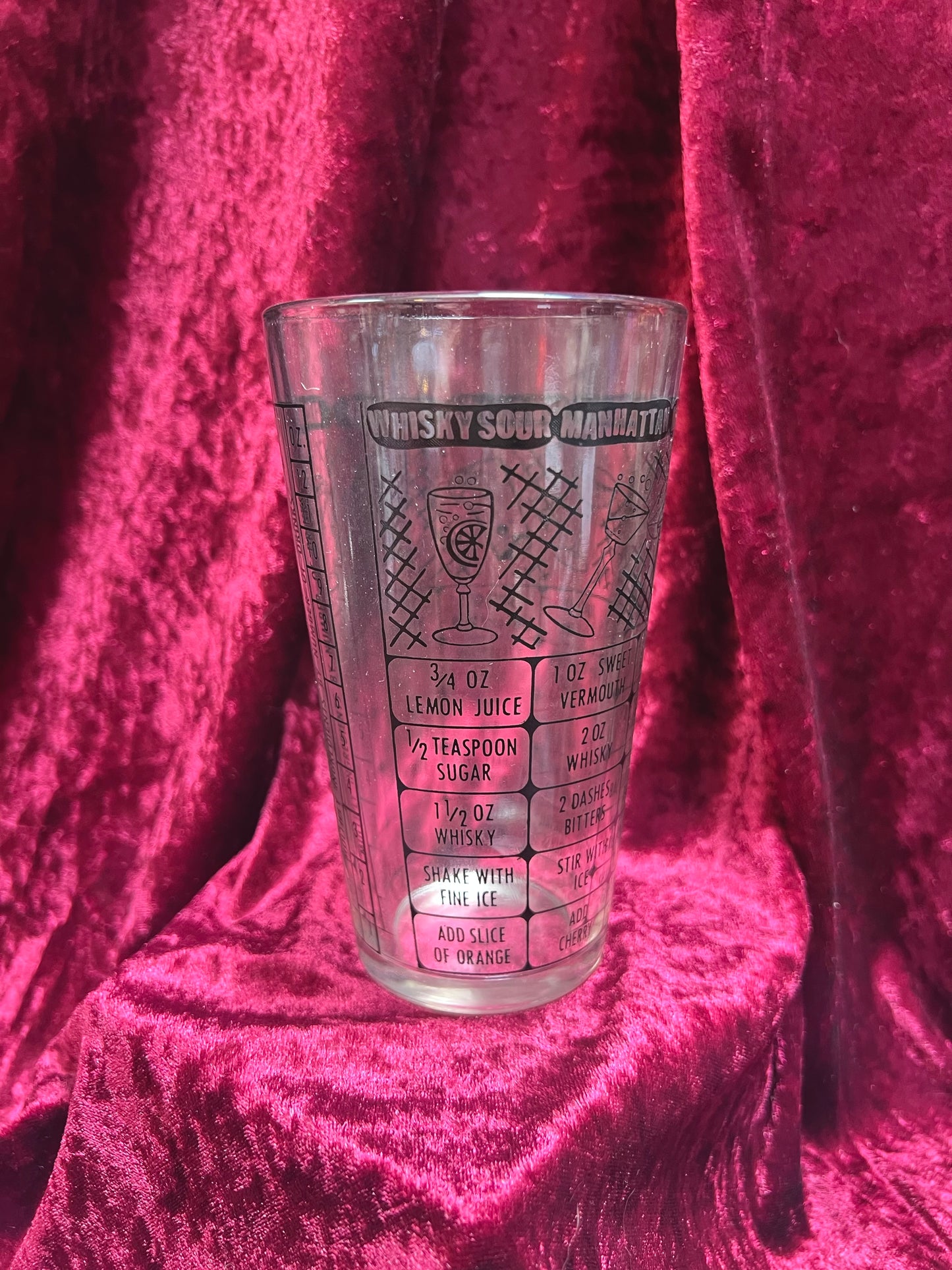 Vintage Barware - Cocktail Recipe Glass - Federal Glass