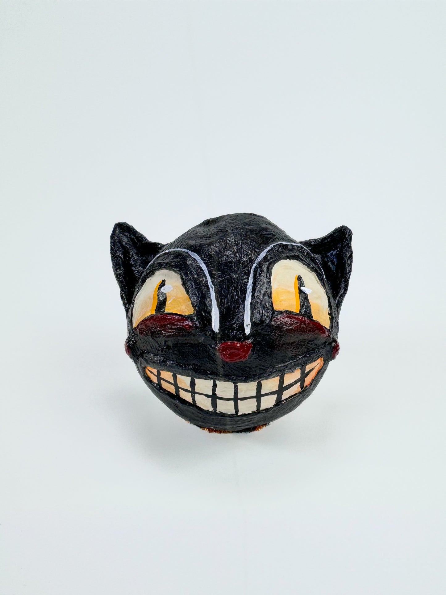 Vintage Inspired Handmade Paper Mache Lantern - Black Cat