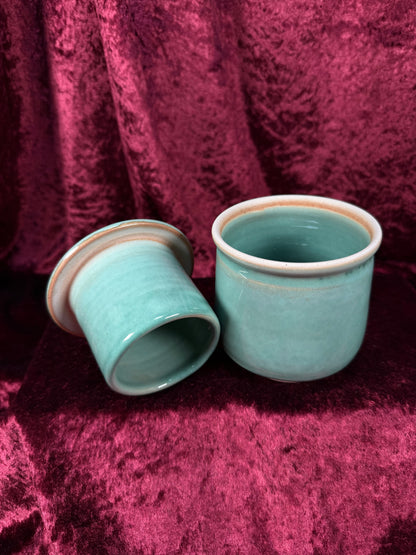 Vintage Ceramic French Crock Style Butter Bell – Muted Turquoise Glaze