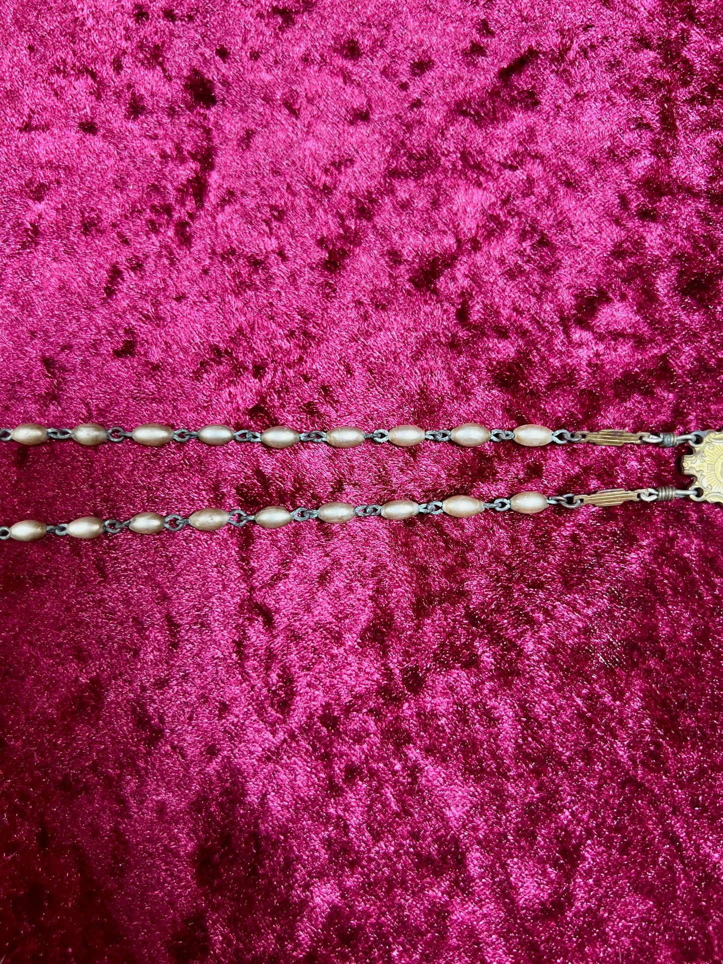 Vintage Jewelry - Italian Rosary - Champagne Gold Beads with Gold Tone Cross - 22"