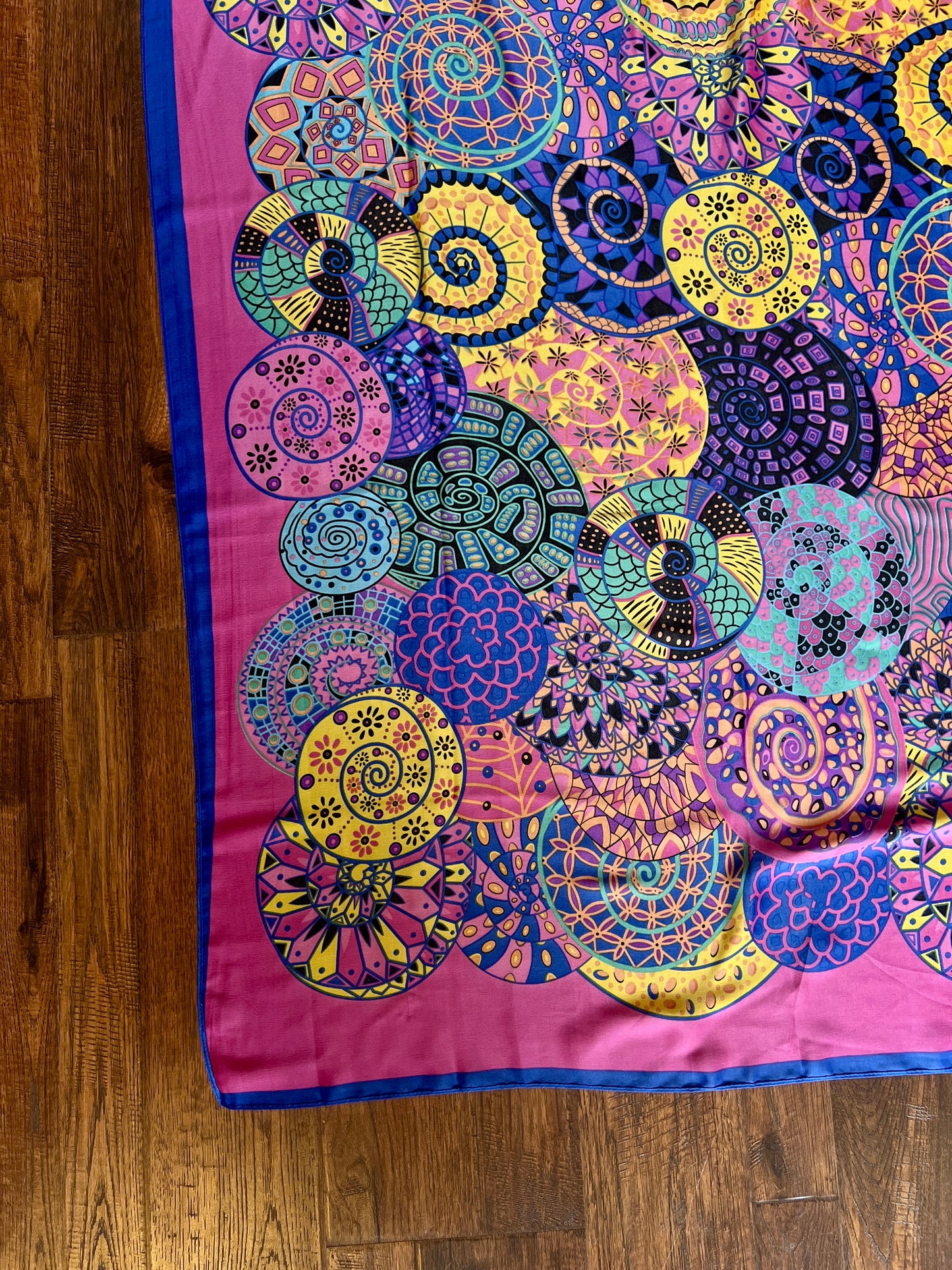Vintage Hermes Long 100% Silk Scarf - Reves d'Escargot Snails' Dream Pink and Blue Design