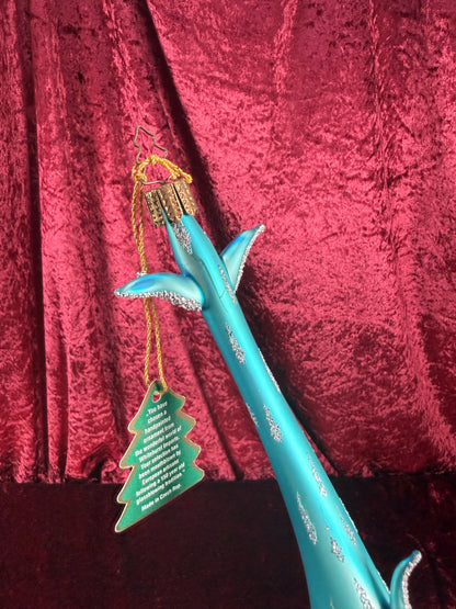 Vintage Christmas - Handblown Glass Ornament - Blue Dolphin with Silver Glitter - Whitehurst Imports