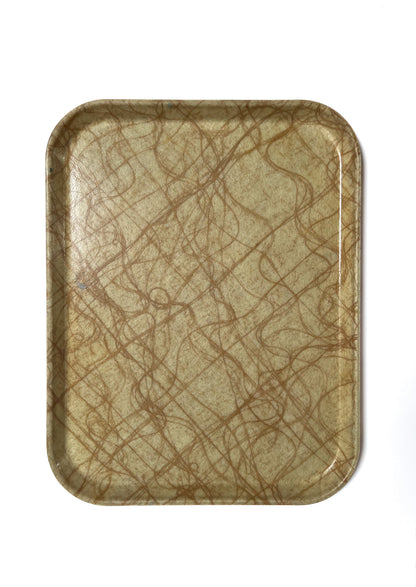 Vintage Cambray Fiberglass Cafeteria Tray - Atomic Gold Spaghetti - 18" X 14"