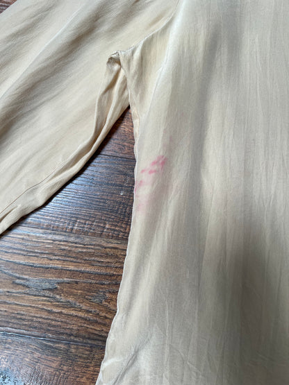 Vintage Clothing - Button Up 100% Silk Shirt - Tan - Chaus - Medium