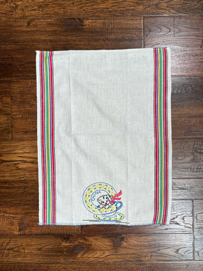 Vintage Linens - Embroidered Napkin Set - China, Silver, and Glasses