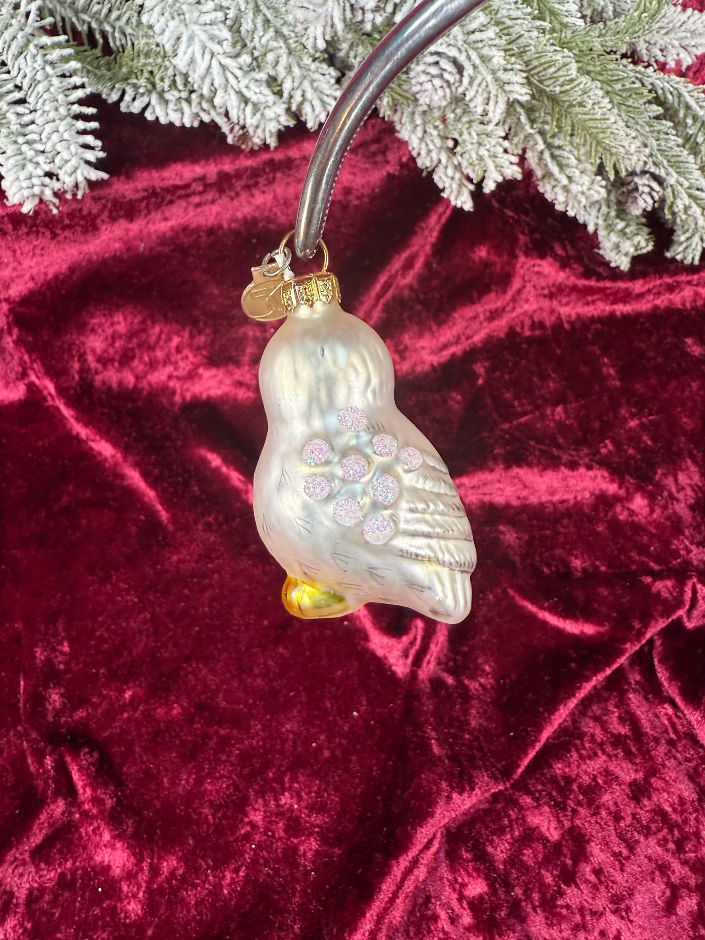 Vintage Christmas - Handblown Glass Ornament - Snow Owl - Department 56