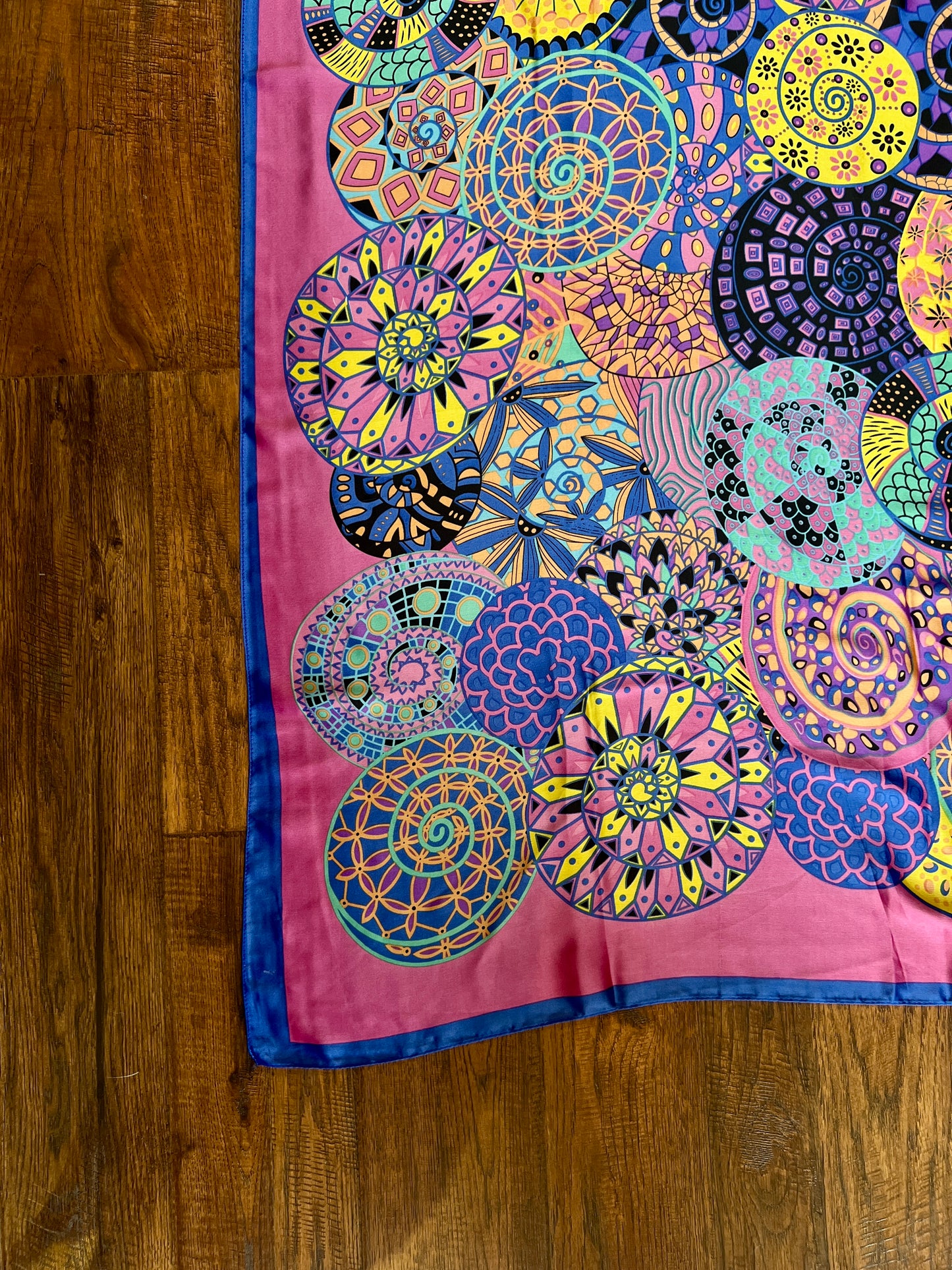 Vintage Hermes Long 100% Silk Scarf - Reves d'Escargot Snails' Dream Pink and Blue Design