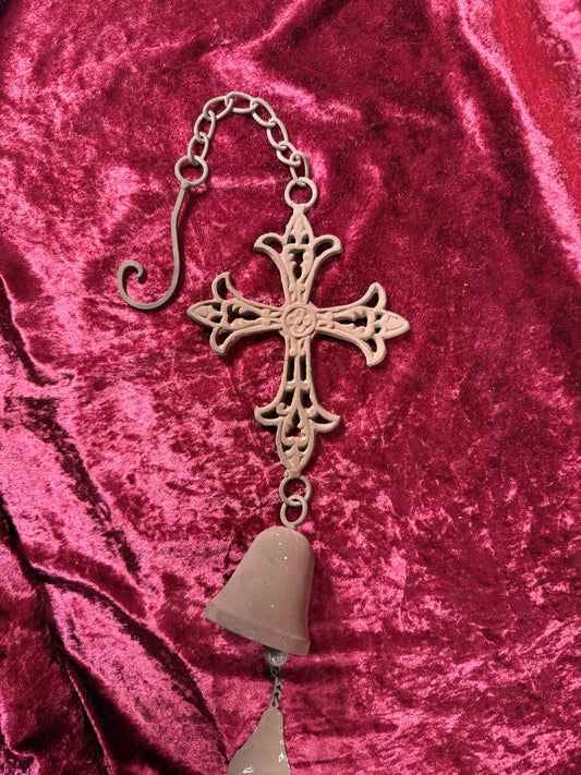 Vintage Decor - Heavy Cast Iron Cross Wind Chime