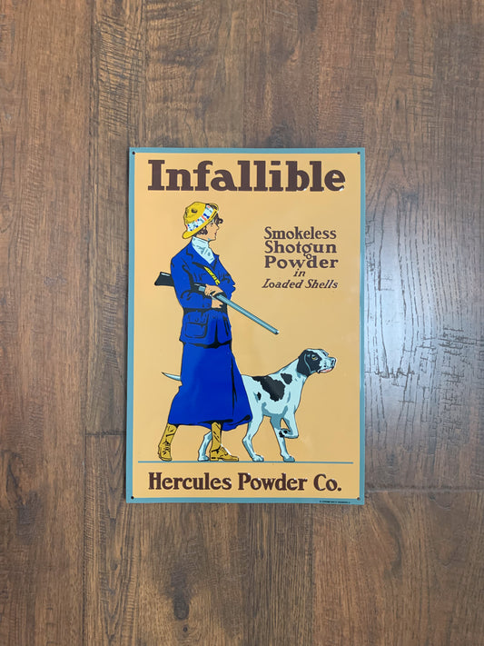 Vintage Desperate Sign Co. Metal Sign - Infallible Shotgun Powder by Hercules Powder Co.