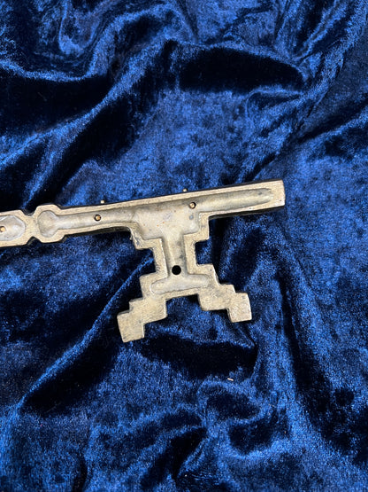Vintage Brass Key Holder - Oversized Skeleton Key Five Hook Wall Rack
