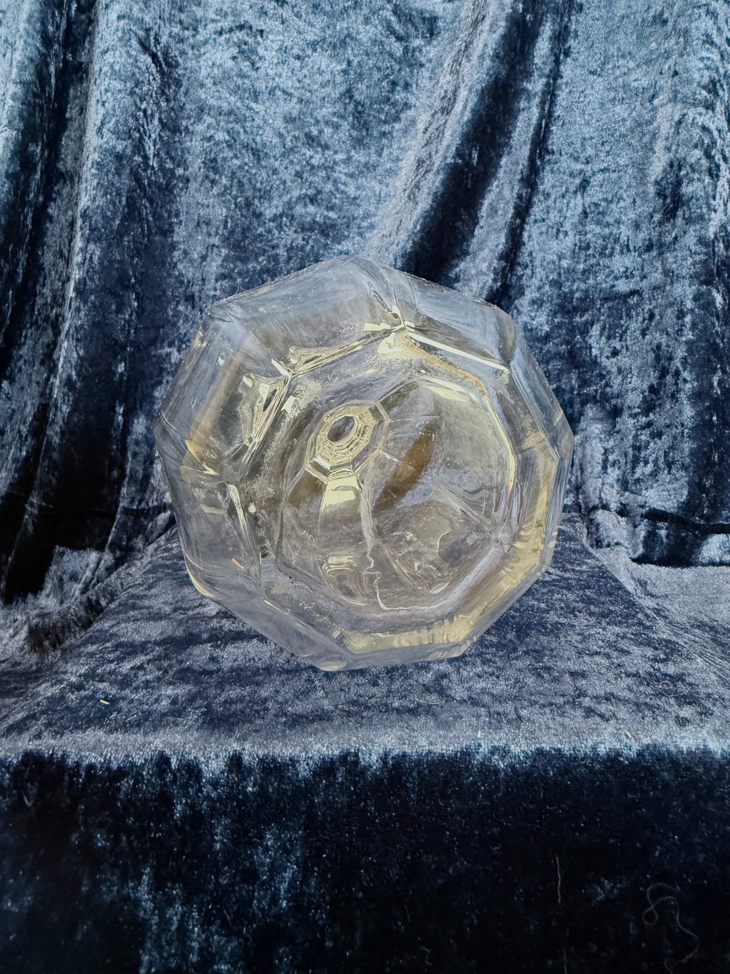 Vintage Clear Glass Liquor Decanter - Paneled Body with Faceted Stopper