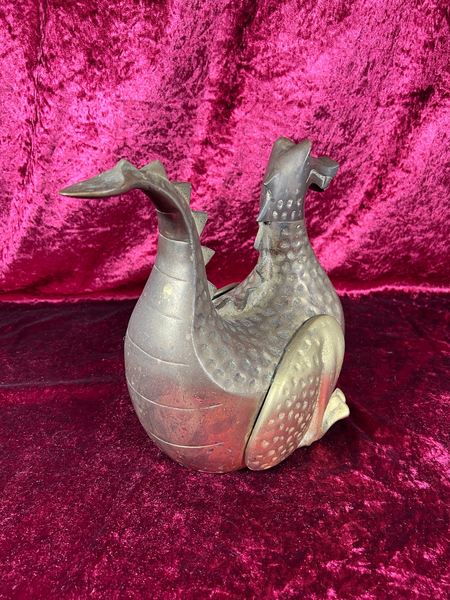 Vintage Brass Decor - Heavy Wood Stove Humidifier - Aged Brass Dragon - 1982 Gates General Corporation