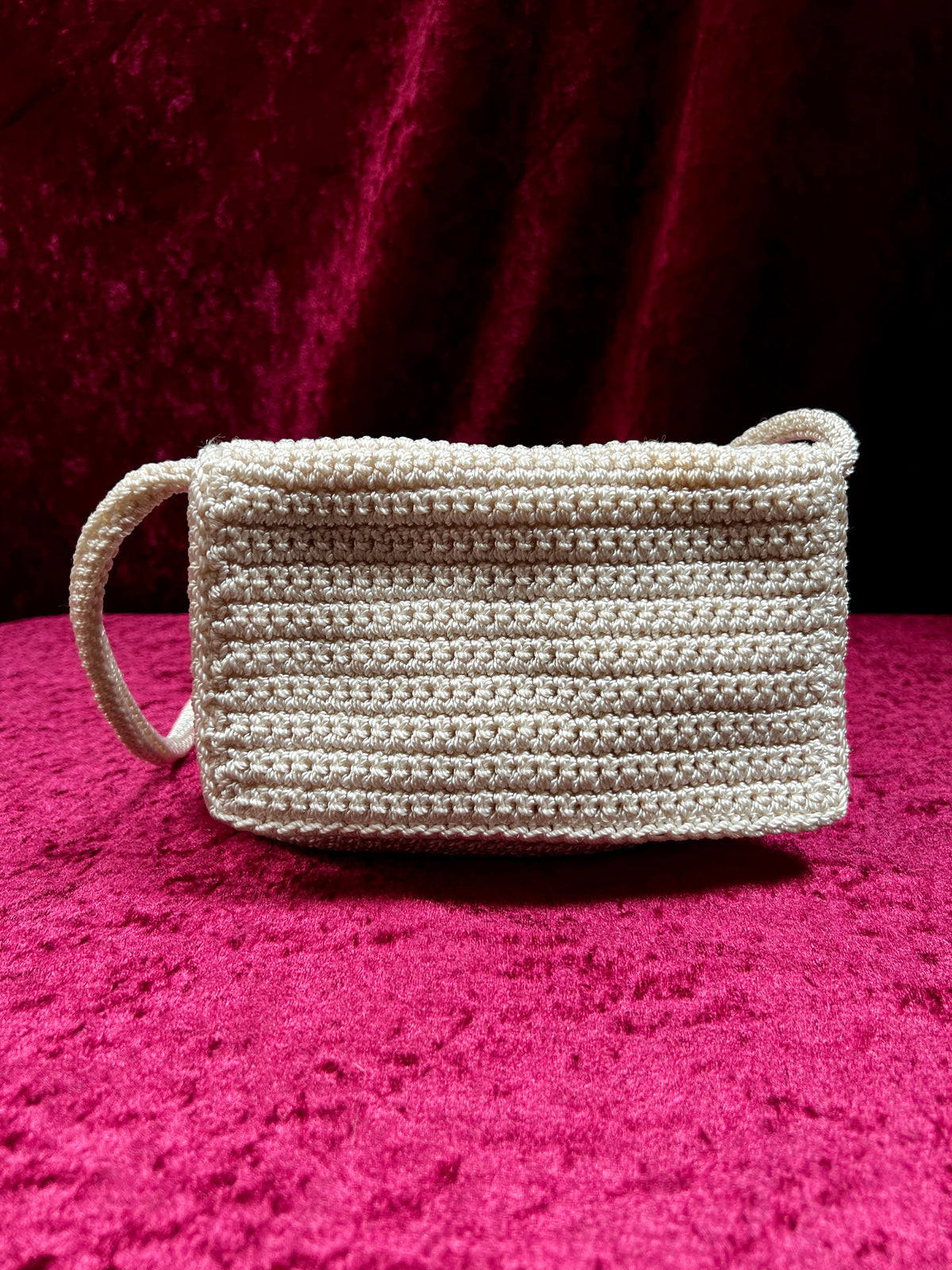 Vintage The Sak Crochet Crossbody Bag - Sandy White Mini Flap Purse
