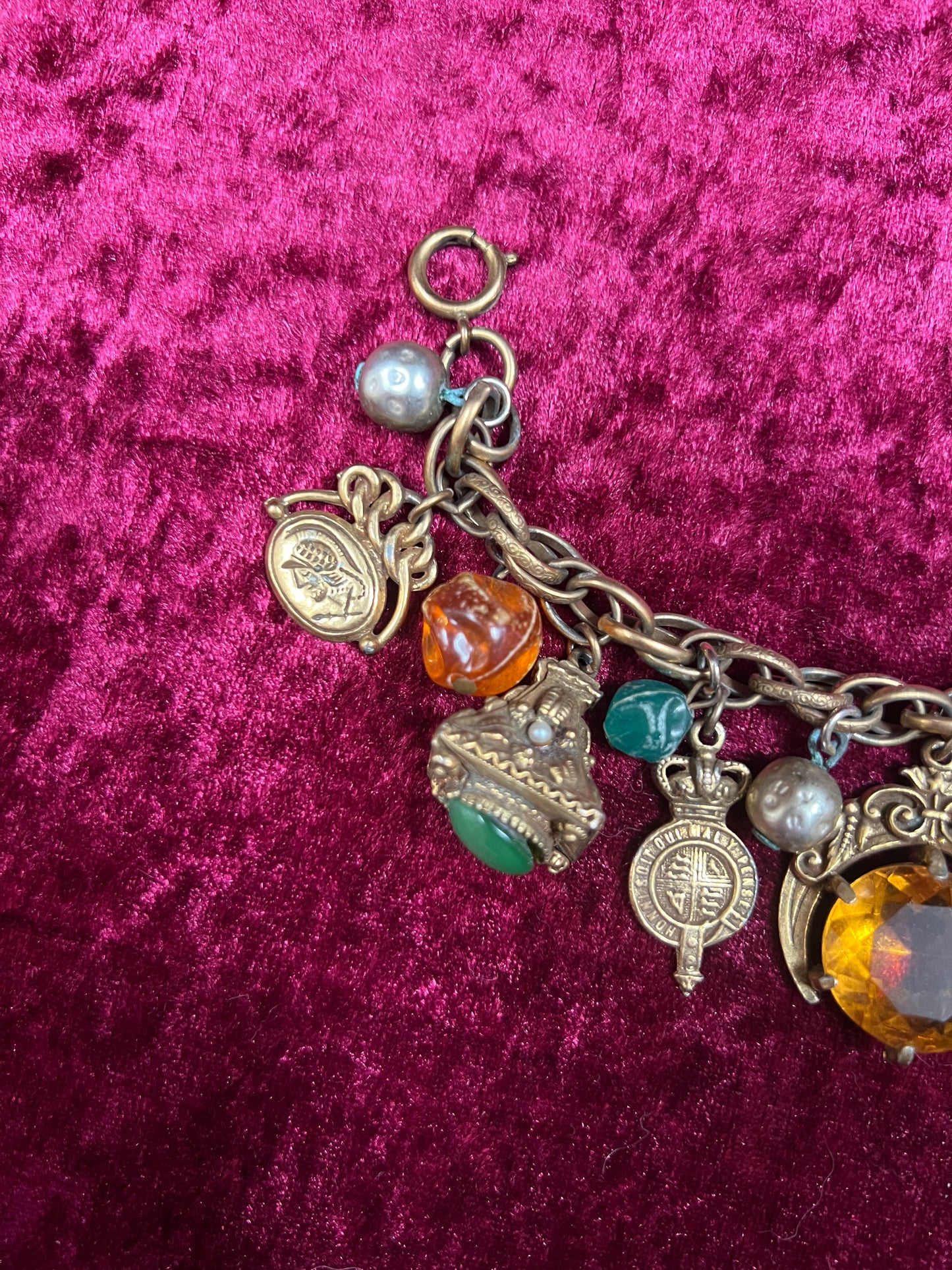 Vintage Jewelry - Charm Bracelet - Brass - Chunky Maximalist Charms - Japan