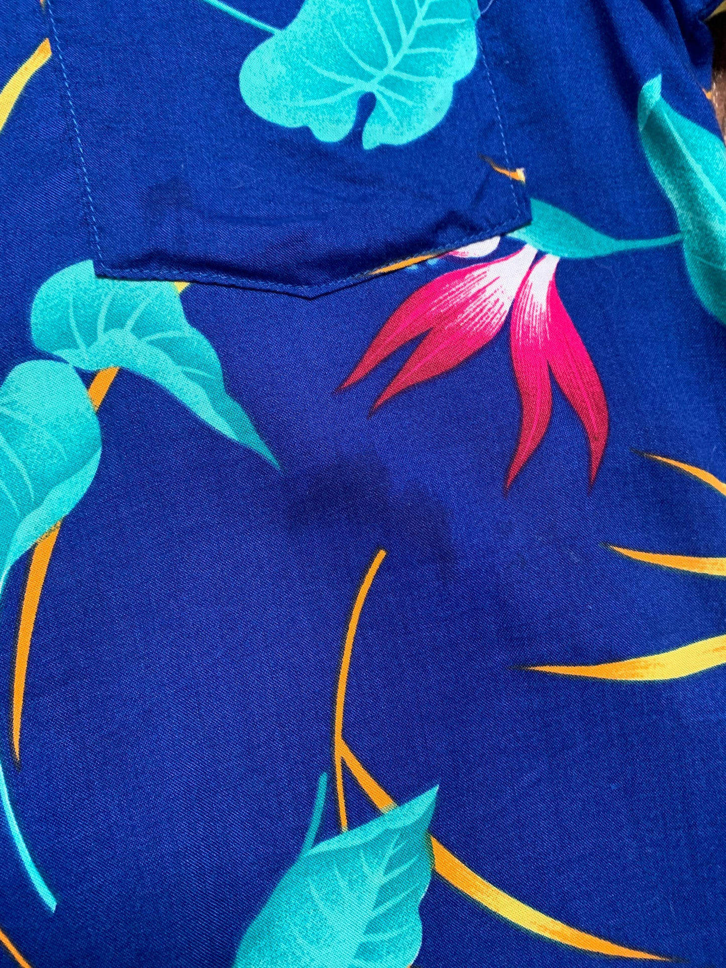 Vintage Clothing - Hawaiian Button Up Shirt - Bird Of Paradise Flower - Tropical Breeze - Medium - Made In U.S.A.