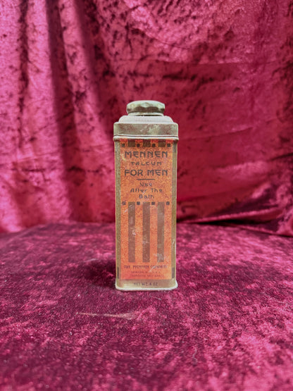 Vintage Medicine Cabinet - 1930s Art Deco Metal Tin - Mennen Talcum For Men