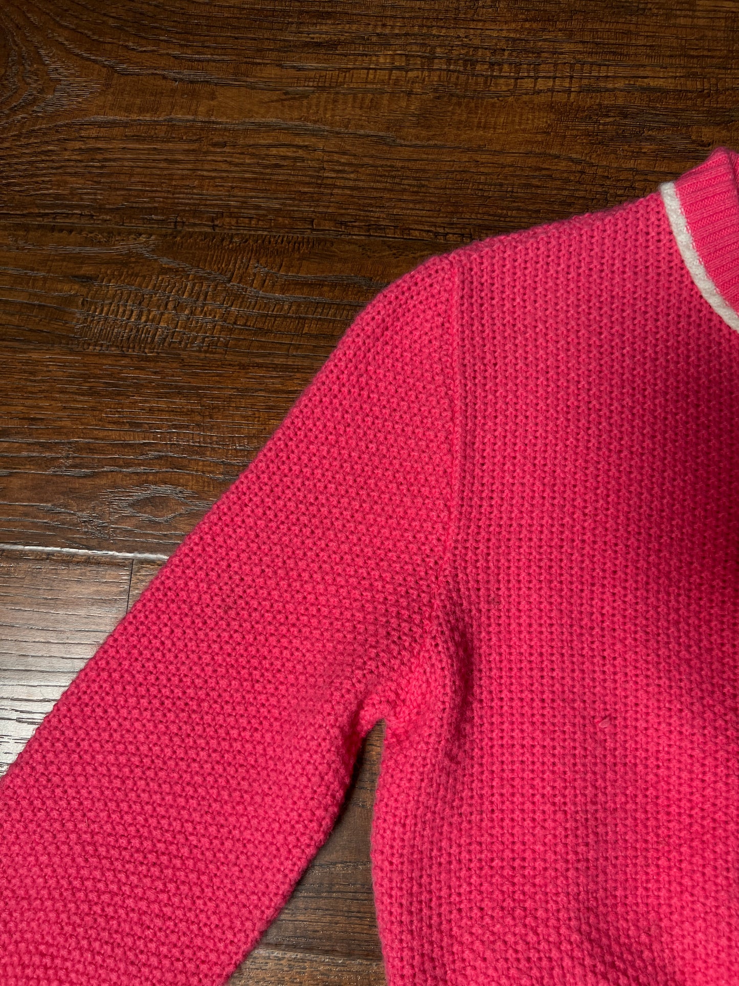 Vintage Catalina Knit Cardigan - Bubblegum Pink White Trim Button Front Sweater - Small