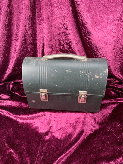 Vintage Metal Lunch Box - Green Dome Top Patent Pending Design