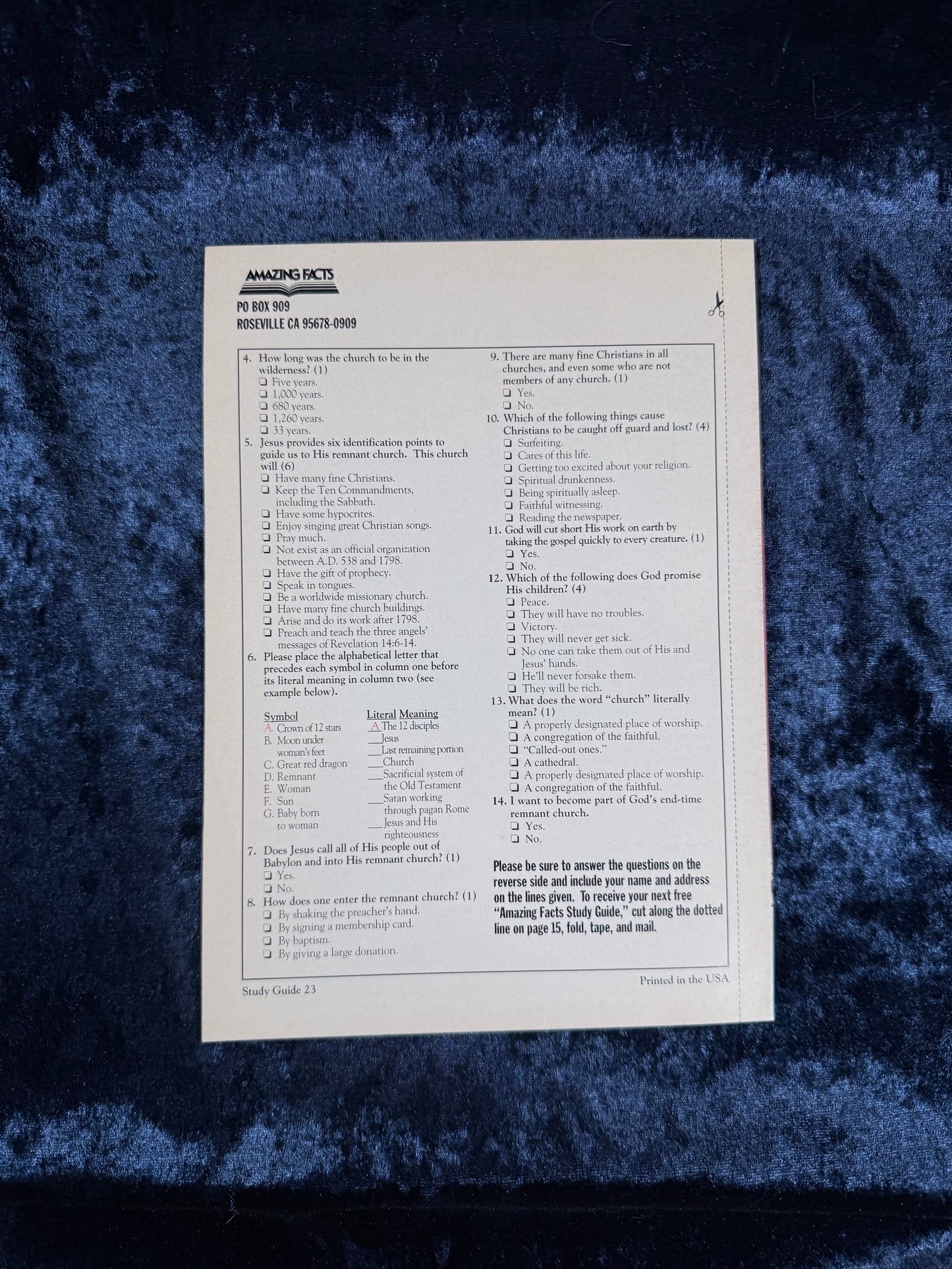 Vintage Amazing Facts Study Guide Booklet - God's End-Time Church - Early Edition