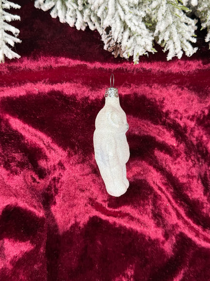 Vintage Christmas - Handblown Glass Ornament - Glitter Polar Bear