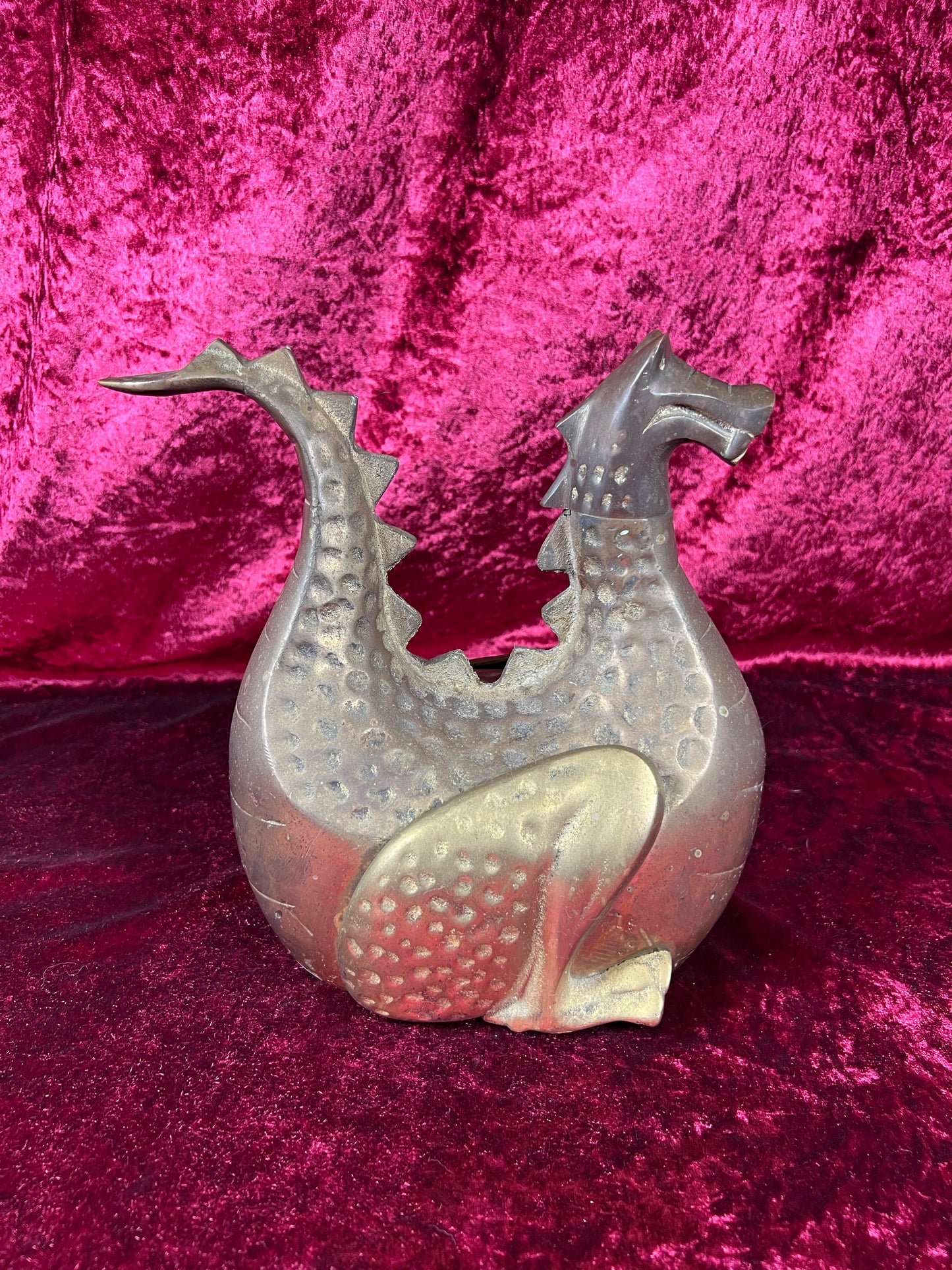 Vintage Brass Decor - Heavy Wood Stove Humidifier - Aged Brass Dragon - 1982 Gates General Corporation