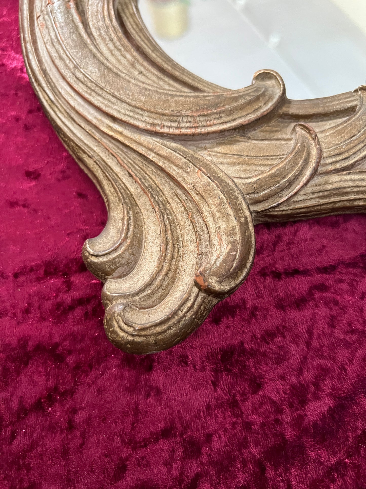 Vintage Syroco Wood Wall Mirror - Ornate Rococo Gold Hued Frame