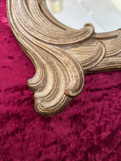 Vintage Syroco Wood Wall Mirror - Ornate Rococo Gold Hued Frame