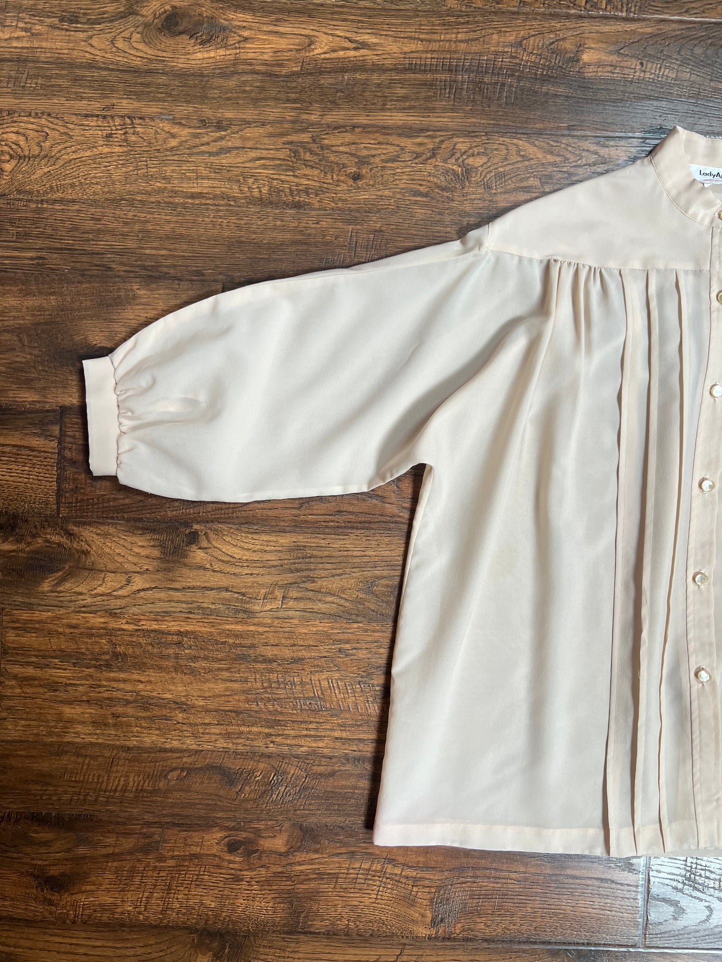 Vintage Clothing - Semi-Sheer Blouse - Pleated Front - Soft Pink - X-Large - Lady Arrow