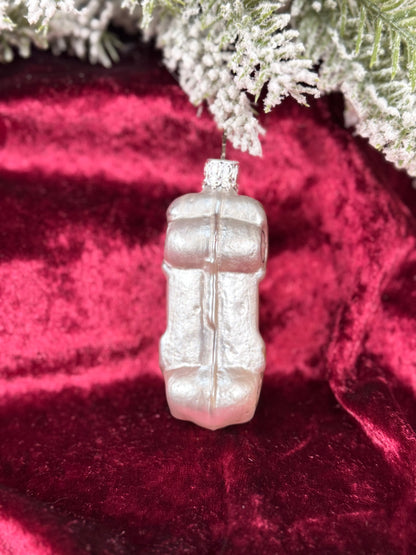 Vintage Christmas - Handblown Glass Ornament - Silver Coupe Car - Inge Glas - Germany