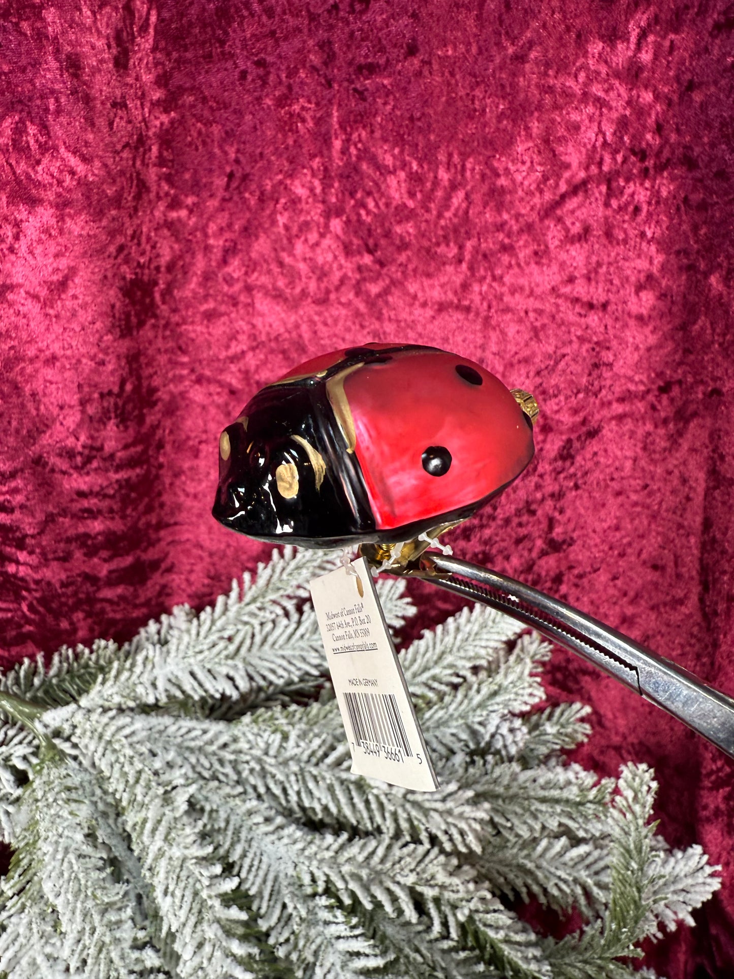 Vintage Christmas - Glass Clip-On Ornament - Ladybug Legend - Vintage Glassworks - Germany