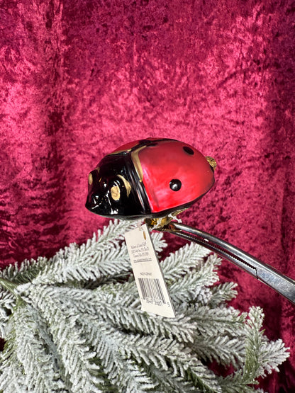 Vintage Christmas - Glass Clip-On Ornament - Ladybug Legend - Vintage Glassworks - Germany