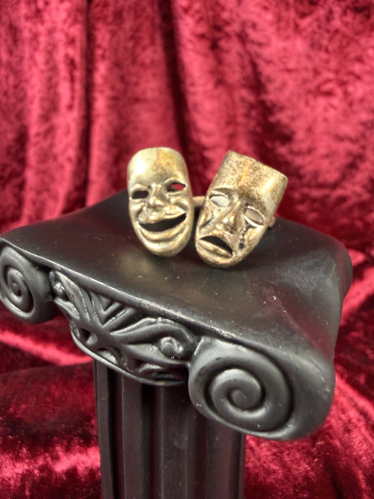 Vintage Accessories - Sterling Silver Cuff Links - Tragedy and Comedy Masks - Mexico