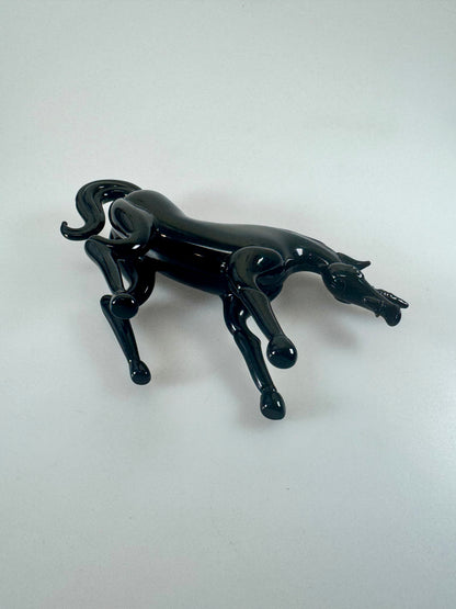 Black Murano Hand Blown Glass Unicorn Figure