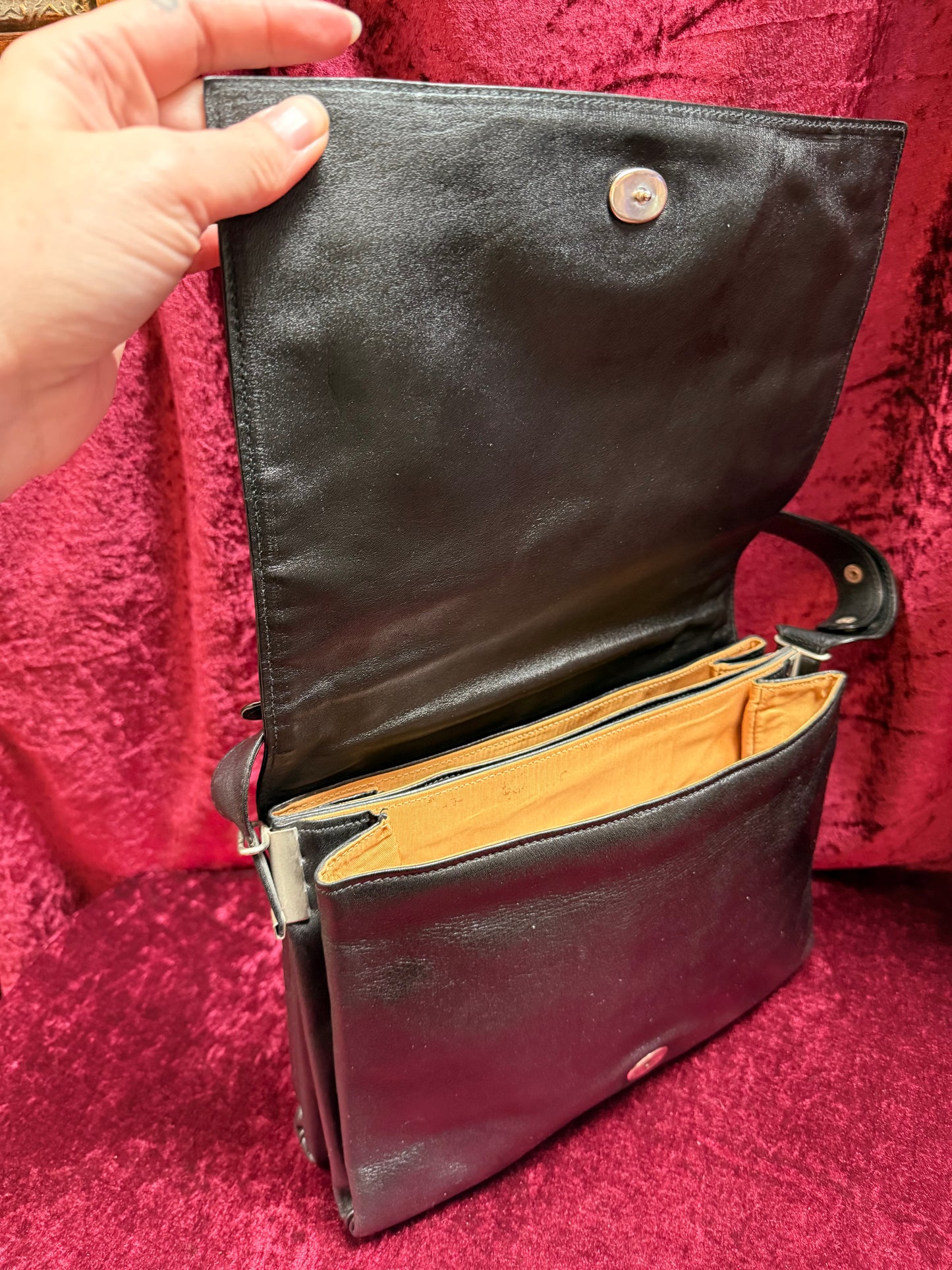 Vintage Accessories - Boscha Modell 1960s Black Leather Mod Shoulder Purse