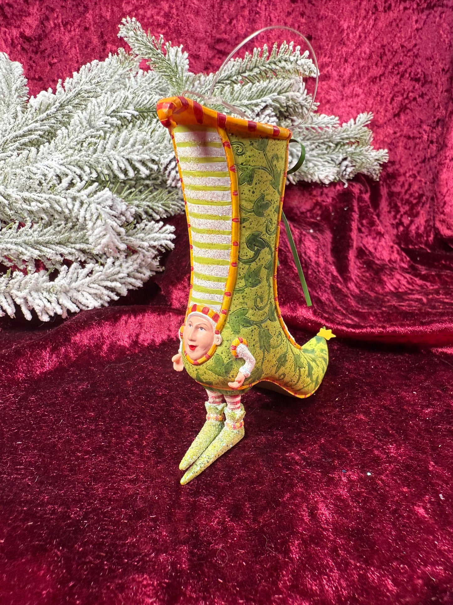 Vintage Christmas Ornament -  Elf In A Victorian Boot - Patience Brewster - Department 56