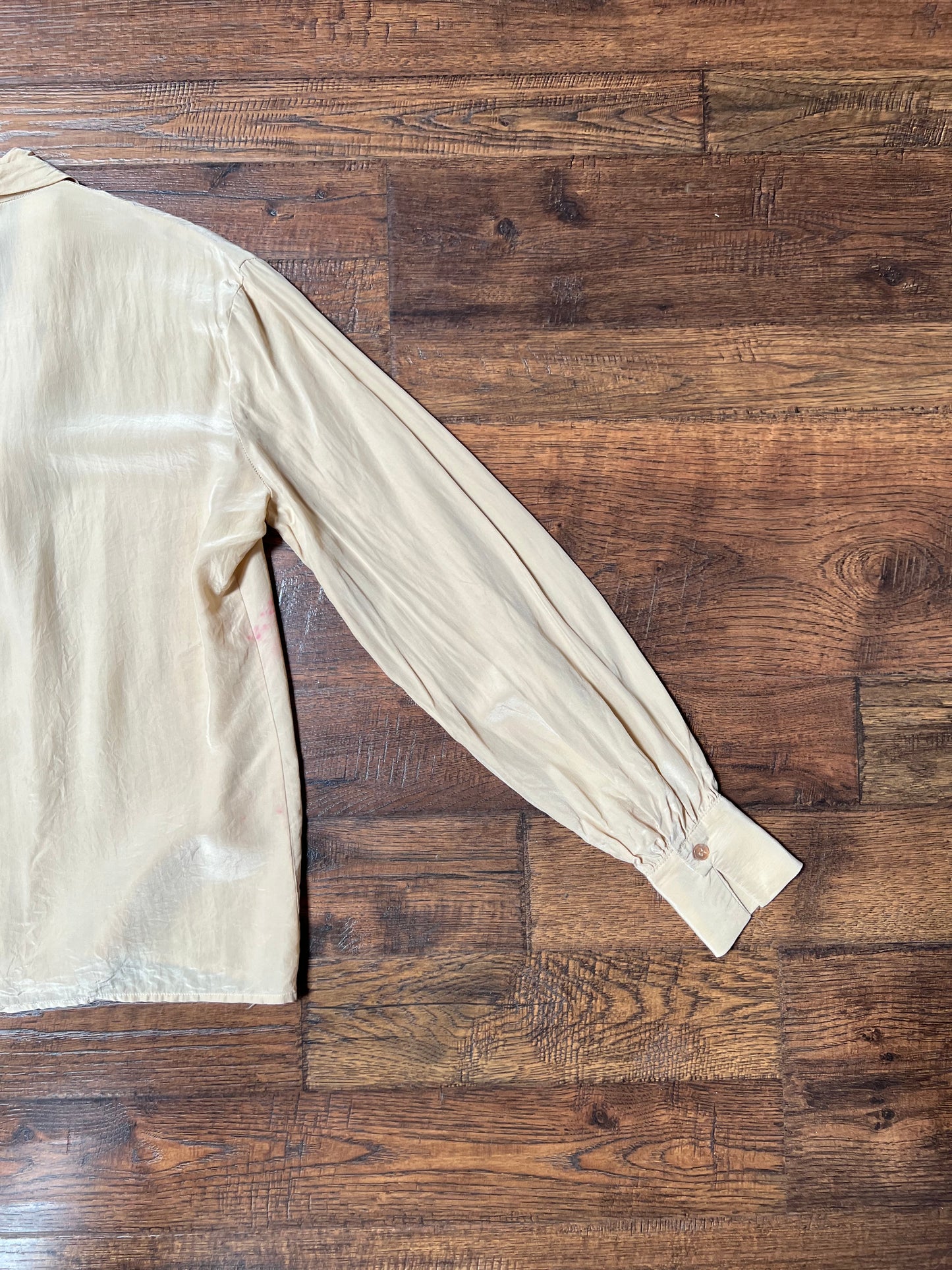 Vintage Clothing - Button Up 100% Silk Shirt - Tan - Chaus - Medium