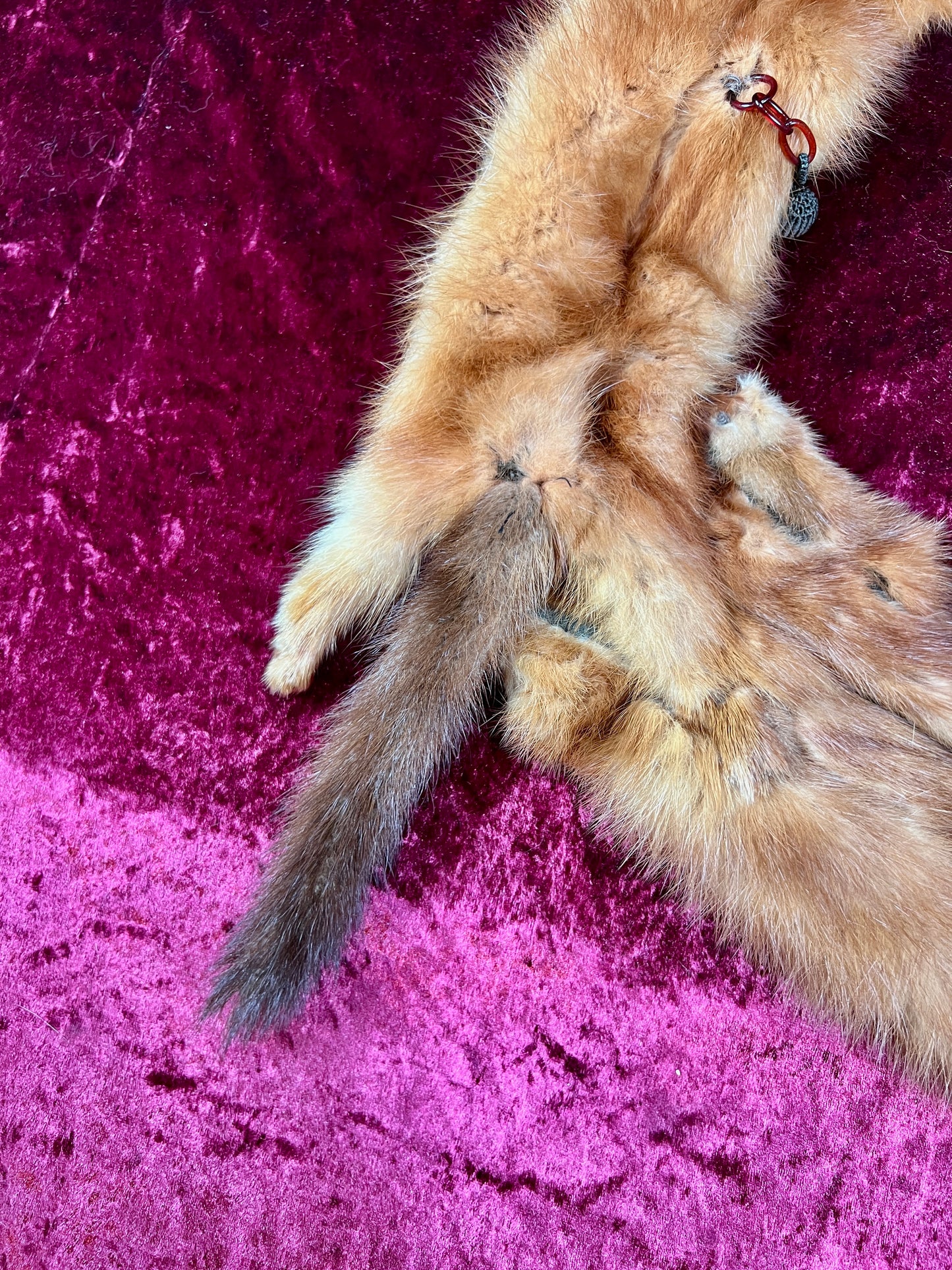 Vintage Fur Shoulder Wrap Stole – Four Red Foxes - 51"