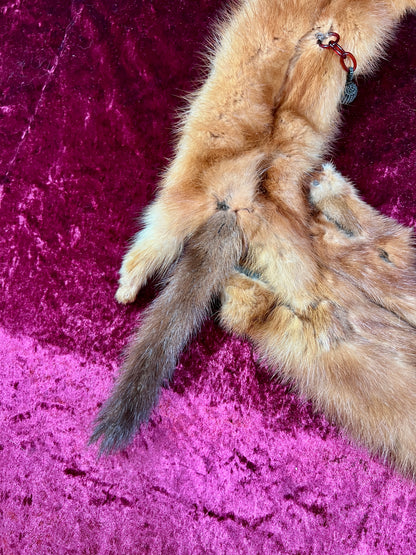 Vintage Fur Shoulder Wrap Stole – Four Red Foxes - 51"