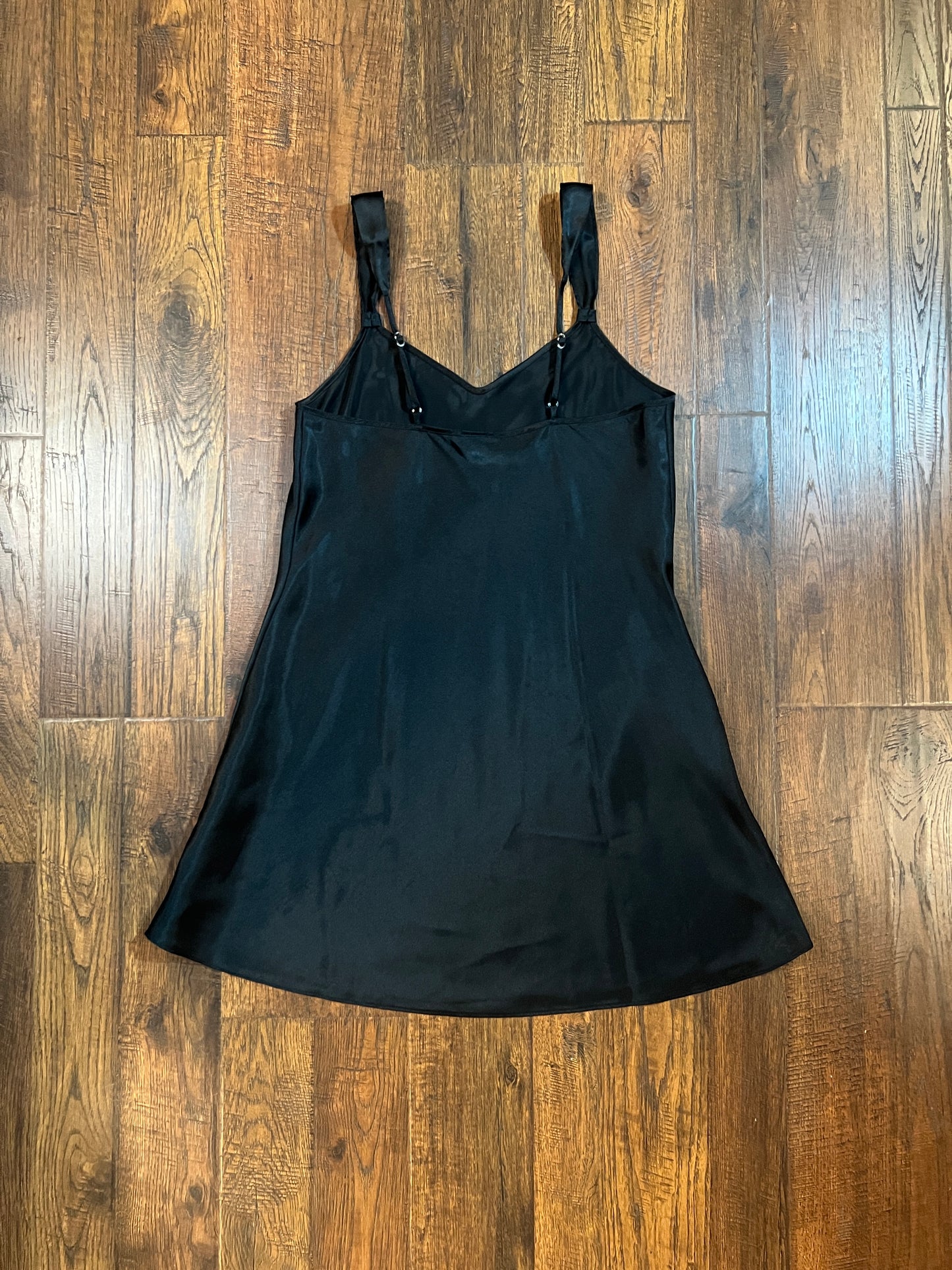 Vintage Clothing - LA Intimates Black Satin Slip Dress - Size Medium