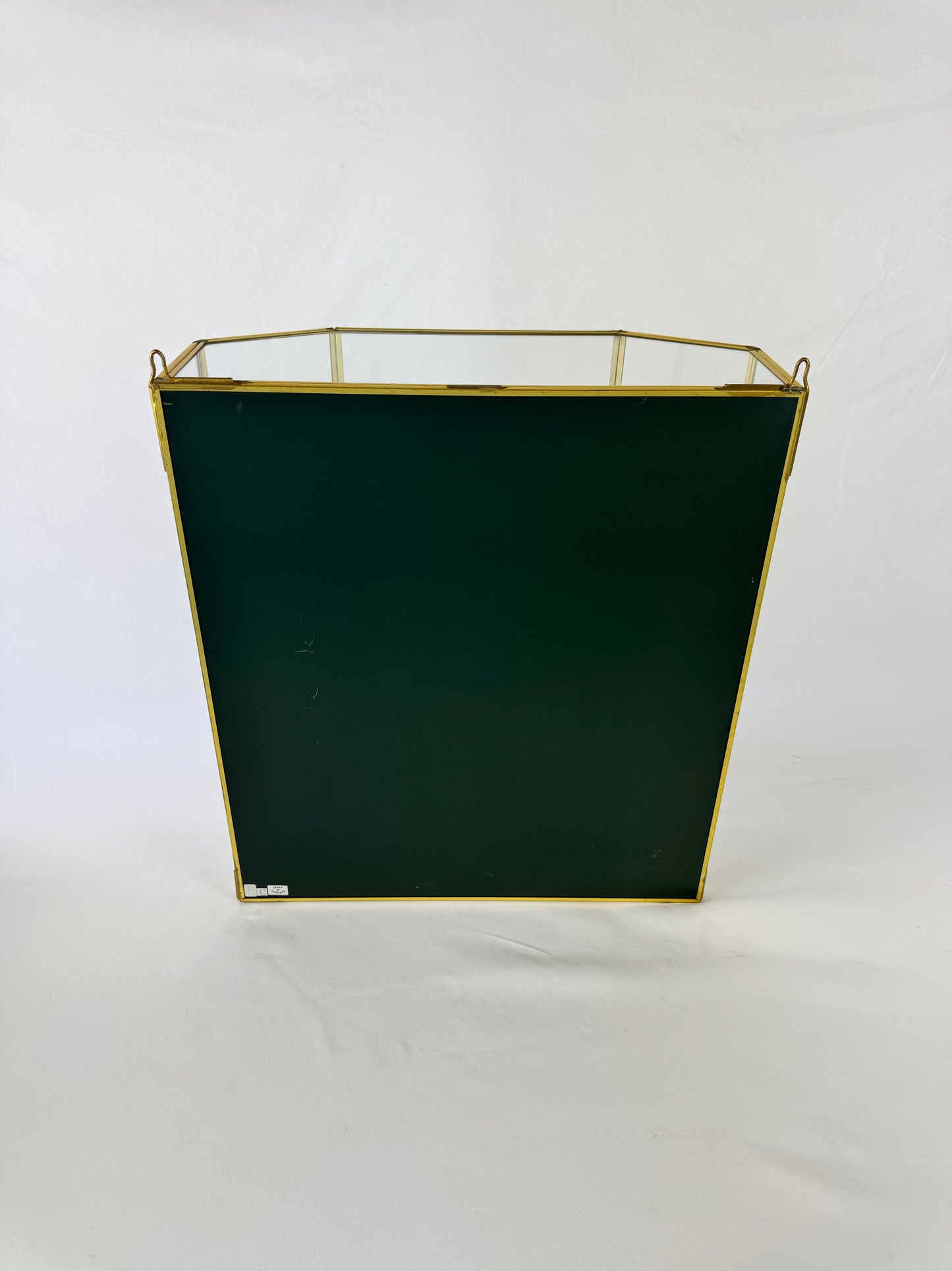 Vintage Mirrored Brass & Glass Wall Hanging Curio Cabinet - Large