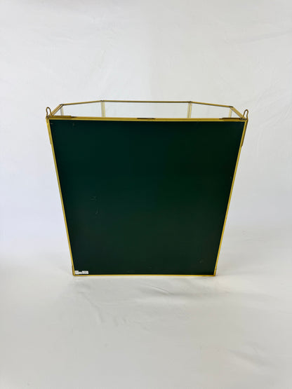 Vintage Mirrored Brass & Glass Wall Hanging Curio Cabinet - Large