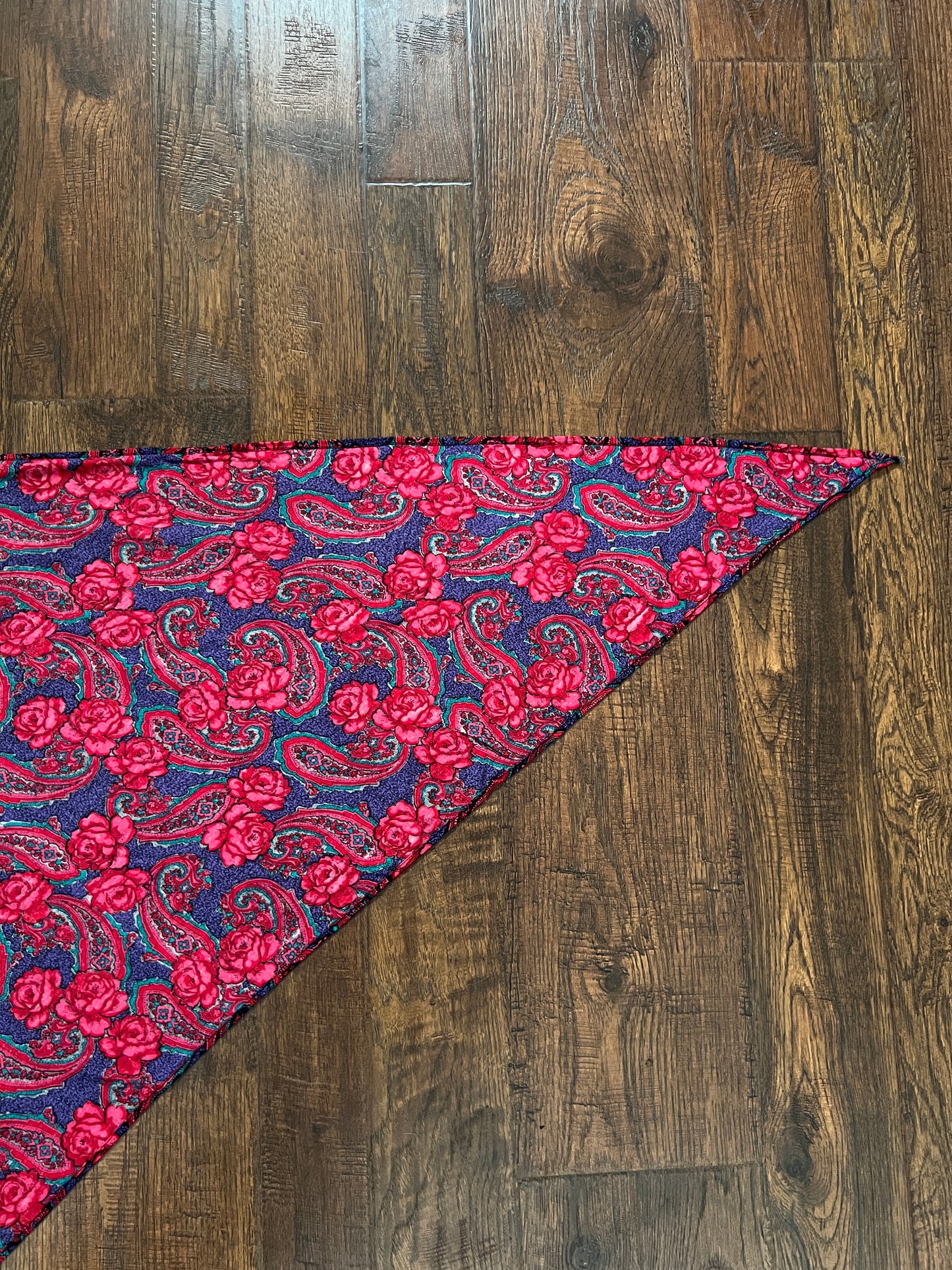 Vintage Floral Paisley Triangle Scarf - Pink and Purple Paisley Rose Shoulder Wrap