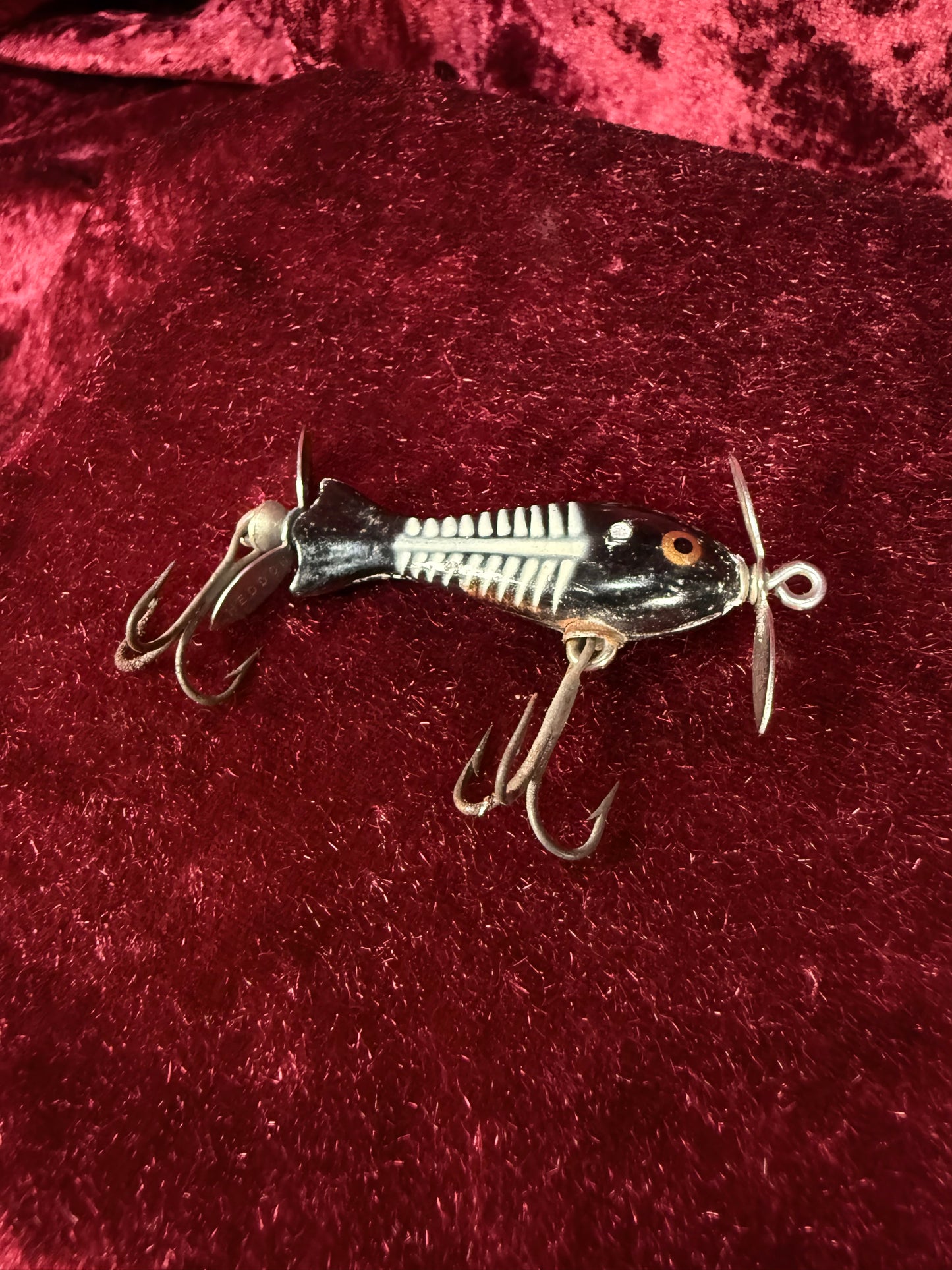 Vintage Wood Fishing Lure – Heddon Tiny Spook Fishbone Pattern