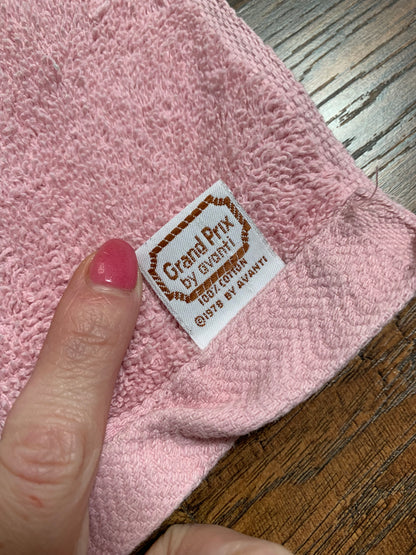Vintage 1978 Grand Prix by Avanti Bath Towel - Pink with Lace, Ribbon, and Rose Trim