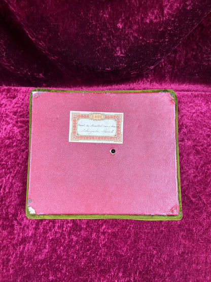 Antique Vanity Decor - French Musical Perfume Box - Green Velvet - Gold Metal Trim