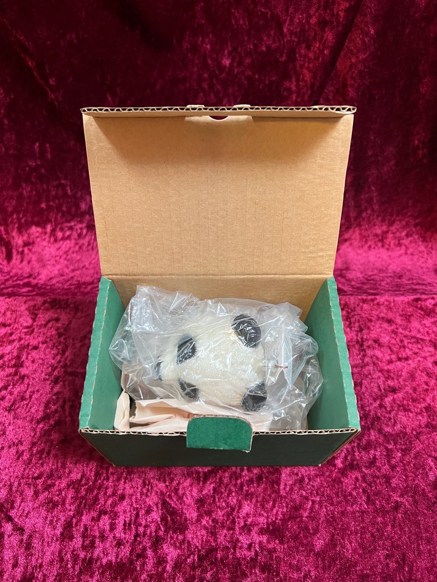 Vintage Christmas - Handblown Glass Ornament - Mini Panda - Slavic Treasures - Made In Poland