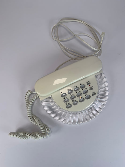 Vintage Phone - Columbia Lucite Clam Shell Neon Light Up Phone - White