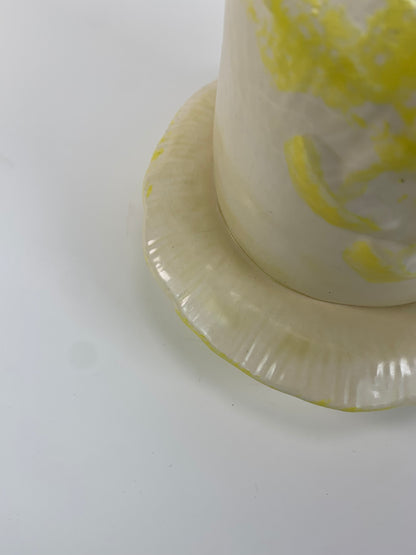 Vintage Planter - Arnel's Style Yellow and White 3D Mushrooms