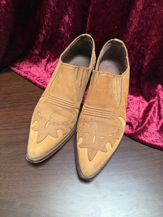 Vintage Shoes - Guess by Marciano - American Cowboy - Embossed Tan Leather - 8 1/2