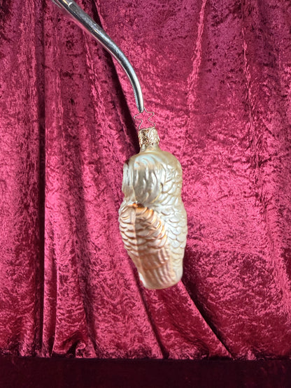 Vintage Christmas - Handblown Glass Ornament - Glitter Owl - Inge Glas - Germany